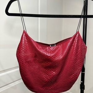 Red Faux-Leather Cami Top